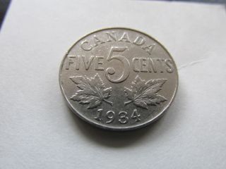 1934 Canada 5 Cents Coin photo
