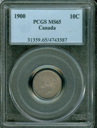 1900 Canada 10 Cents Pcgs Ms65 2nd Finest Grade Pop - 9. photo