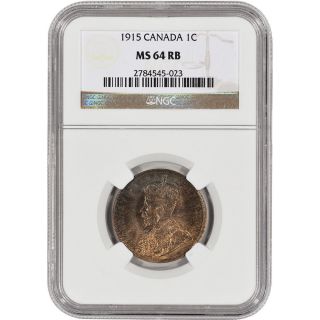 1915 Canada Cent 1c - Ngc Ms64 Rb photo