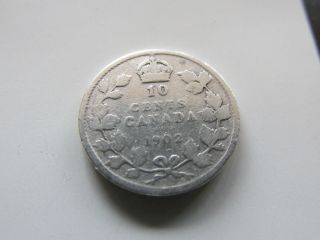 1902 Canada 10 Cents Silver Coin photo