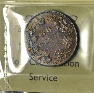 1900 Canada (50¢) Iccs Au - 58 Pq Rare Red And Amber Toning photo