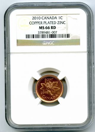 2010 Canada Cent Ngc Ms66 Rd Non Magnetic Zinc Issue Certified Coin photo