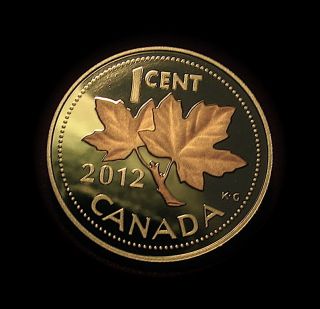 2012 Canadian Penny 9999 Silver Gold Plated Large 1/2 Oz Silver Coin Gorgeous photo