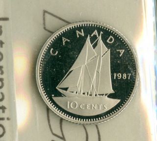 1987 Canada 10 Cents Proof Ultra Heavy Cameo Finest Graded Rare. photo
