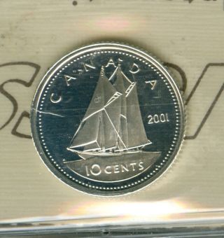 2001 Canada Silver 10 Cents Proof Ultra Heavy Cameo Finest Graded Rare. photo