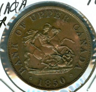 1850 Upper Canada Pc - 5a Half Penny Token Ngc R/b Top Grade Ms. photo