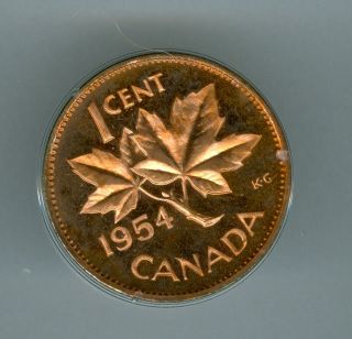 1954 Canada Cent Top Grade Pl Red Heavy Cameo. photo
