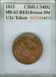 1815 Canada 1/2c Token Finest Graded Ms Red Ch Lc54d2 Br 994. Coins: Canada photo 2