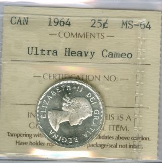 1964 Canada Silver 25 Cents Finest Graded State Ultra Heavy Cam Rare. photo