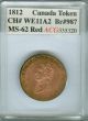 1812 Canada 1/2c Token Finest Graded Ms Red Ch We11a1 Br 987. Coins: Canada photo 2