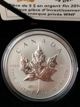 2014 Canada 1oz Silver Maple Leaf With World Money Fair Wmf Privy Silver Coin photo