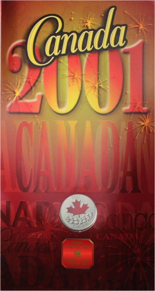 2001 The Spirit Of Canada 25 Cents Coin Color Maple Leaf In Pack. . . photo