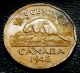 Canada,  1942 5 Cents George Vi Dodecagonal,  Tombac (a Type Of Brass) Coin Coins: World photo 1