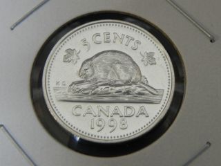 1998w Bu Pl Unc Canadian Canada Beaver Elizabeth Ii Nickel Five 5 Cent Key Date photo