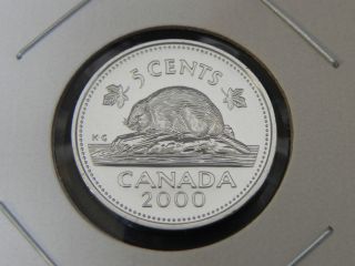 2000 Bu Pl Unc Canadian Canada Beaver Elizabeth Ii Nickel Five 5 Cent photo