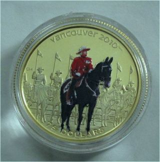 Canada 2010 Vancouver Olympics $75 Dollars Gold Coin Color Rcmp 1577/8000 photo