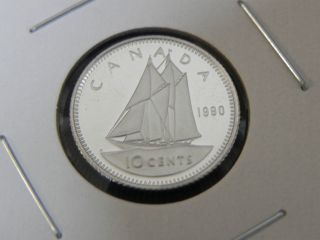 1990 Proof Unc Canadian Canada Bluenose Dime Ten 10 Cent photo