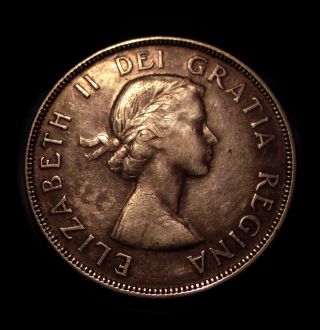 1954 Canada Silver Dollar Silver Crown Dark Patina Attractive Coin photo