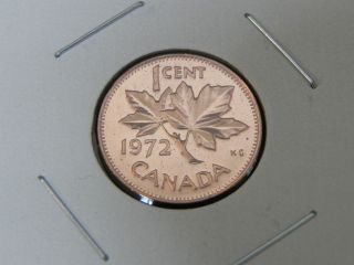 1972 Specimen Red Canadian Canada Maple Leaf Elizabeth Ii Penny One 1 Cent photo