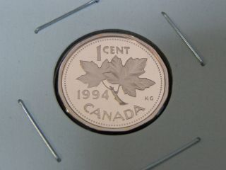1994 Proof Unc Canadian Canada Maple Leaf Elizabeth Ii Penny One 1 Cent photo