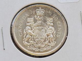 1964 Canada Elizabeth Ii Silver Half 50 Cents A7053 photo