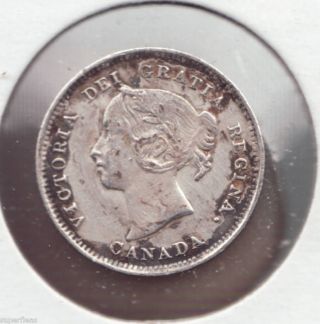 1888 Silver Coin 5 Ct Canadian Victoria Extra Fine photo