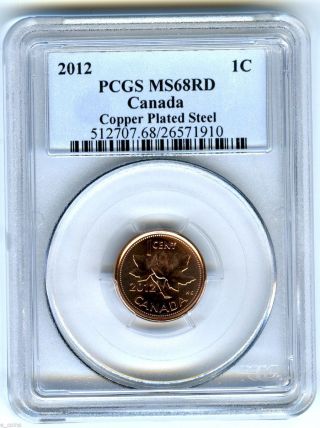 2012 Canada Cent Pcgs Ms68 Rd Magnetic Steel Last Year Of Issue Rare photo