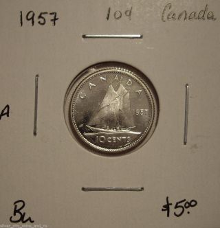 A Canada Elizabeth Ii 1957 Silver Ten Cents - Bu photo