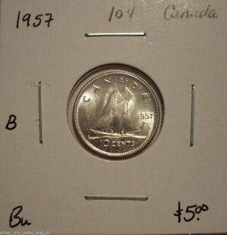 B Canada Elizabeth Ii 1957 Silver Ten Cents - Bu photo