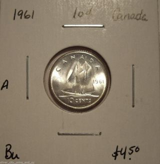 A Canada Elizabeth Ii 1961 Silver Ten Cents - Bu photo