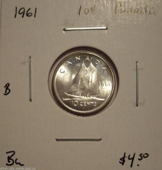 B Canada Elizabeth Ii 1961 Silver Ten Cents - Bu photo