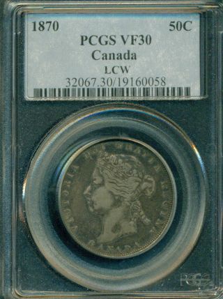 Canada 1870 Fifty Cent Coin Pcgs Vf30 photo