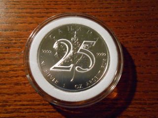 2013 Canadian Maple Leaf 25th Anniversary Bu Pure Silver Coin 1 Oz photo