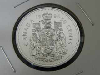 1994 Bu Pl Canadian Canada Coat Of Arms Fifty 50 Cent Half Dollar photo