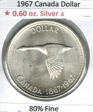1967 Canada Queen Elizabeth Commemorative Proof - Like Silver Dollar.  800 Fine photo