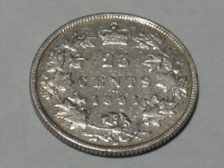 1881h Canadian Twenty - Five Cent Silver Coin 3665a photo