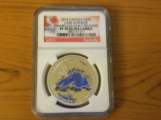 2014 Canada $20 Lake Superior Enamelled,  Ngc Pf 70 Ultra Cameo,  Early Releases photo
