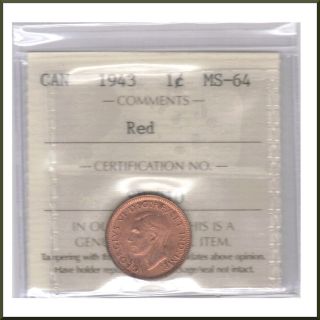 Canada 1962 Iccs Graded 1 Cent Ms - 65 Red photo