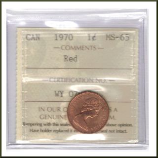 Canada 1970 Iccs Graded 1 Cent Ms - 65 Red photo