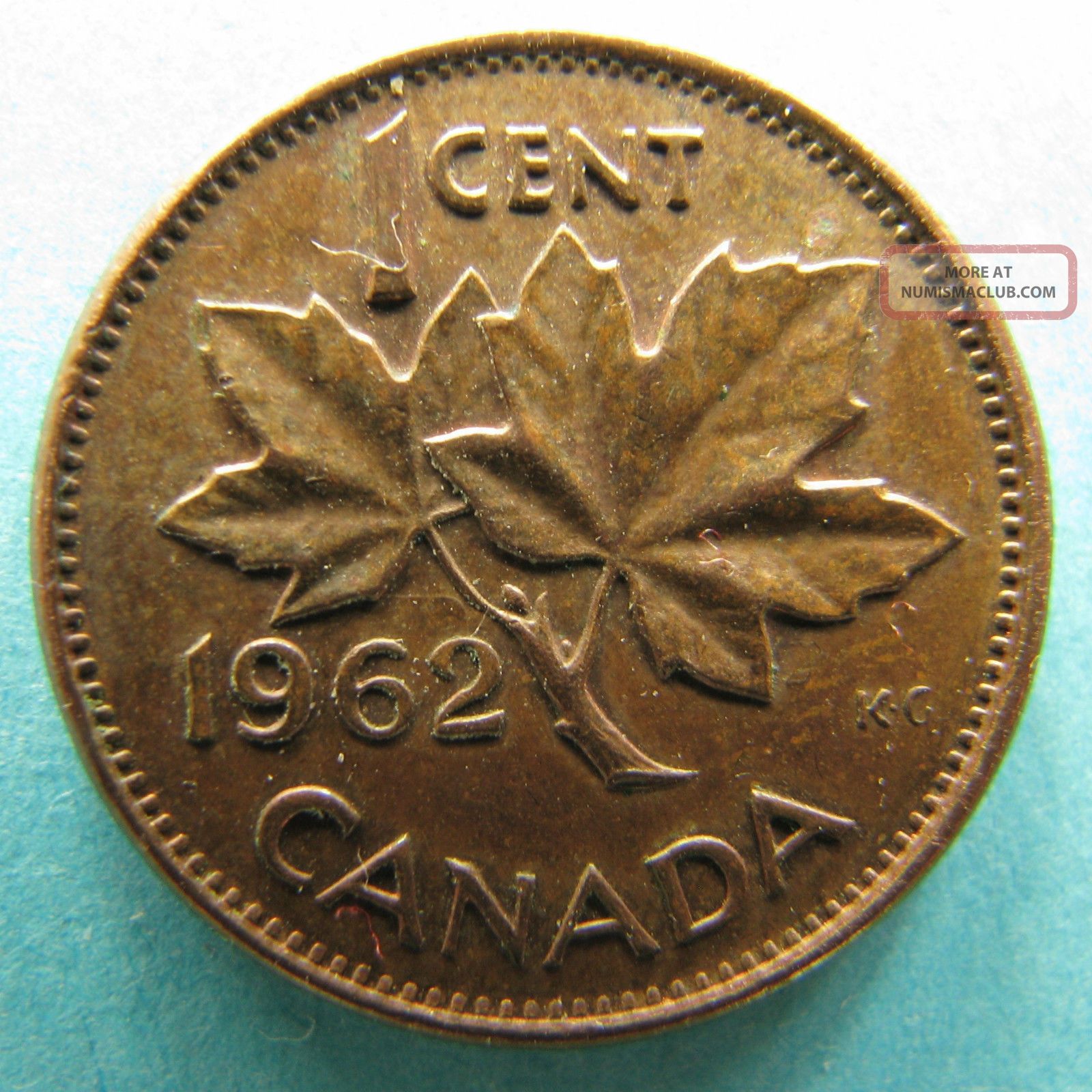 Canada One Cent 1962 Penny Hanging 2 Variety Error