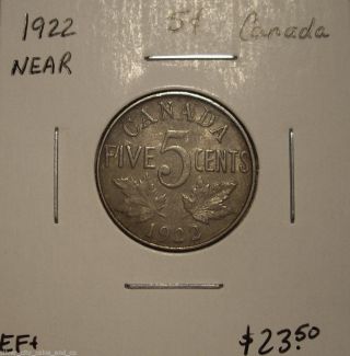 Canada George V 1922 Near Rim Five Cents - Ef+ photo