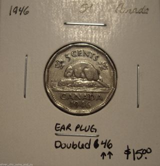 Canada George Vi 1946 Doubled 46; Ear Plug Five Cents photo