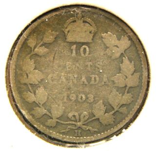 Canada - 1903 - H - 10 Cents - Ag -.  925 Silver &.  0691 Oz Asw photo