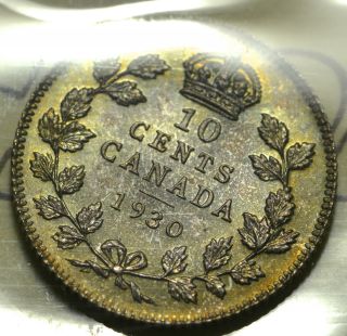 1930 Ten Cent (10¢) Iccs Ms - 66 Pq+ Top 2 Golden Toning Wow photo