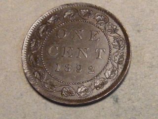 1892 Canadian Large Cent (au+) 5399a photo