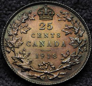 1918 Canada (25¢) Iccs/pcgs Ms - 65 Pq+ Toning Wow photo