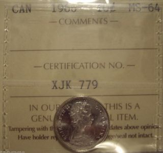 Canada Elizabeth Ii 1966 Silver Ten Cents - Iccs Ms - 64 (xjk 779) photo