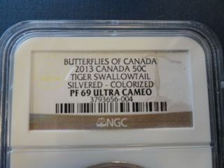 2013 Canadian 50 Cent Tiger Swallowtail Silvered - Colorized Ngc Pf69 Ultra Cameo photo