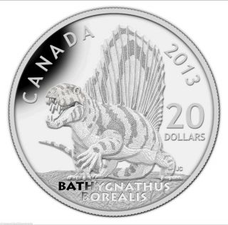 Canada 2013 $20 Dinosaurs: Bathygnathus Borealis,  Mintage 8500,  99.  99 Silver photo