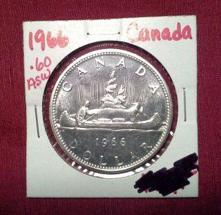 Bu 1966.  60 Asw Canada Silver Dollar Coin Canadian Loonie photo
